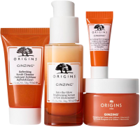 Origins GinZing Set = Serum Bottle 30ml + Energy-Boosting Gel Mois. 30ml + Refreshing Scrub Cleanser 30ml + Refreshing Eye Cream 5ml