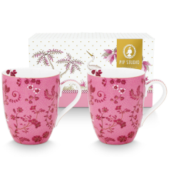 Pip Studio Set/2 Mugs Large Jolie Flowers Pink 350ml