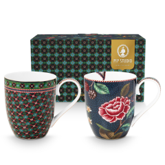 Pip Studio Set/2 Mugs XL Berry Blues 450ml