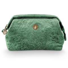 Pip Studio Cooper Cosmetic Purse Small Velvet Quiltey Days Green 19x8.5