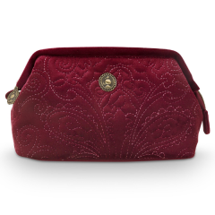 Pip Studio Cooper Cosmetic Purse Small Velvet Quiltey Days Red 19x8.5x1