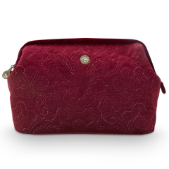Pip Studio Cooper Cosmetic Purse Extra Large Velvet Quiltey Days Red 30