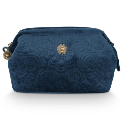 Pip Studio Cooper Cosmetic Purse Small Velvet Quiltey Days Blue 19x8.5x