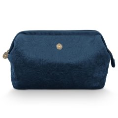 Pip Studio Cooper Cosmetic Purse Extra Large Velvet Quiltey Days Blue 3