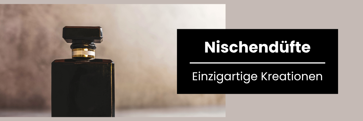 Hero-Slider zum Artikel Nischenmarken mit schwarzem, elegantem Parfümflakon, Kategorie Good to know