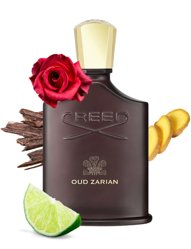 Creed Oud Zarian Flakon mit roter Rose, Oud-Holz, Limette und Ingwer
