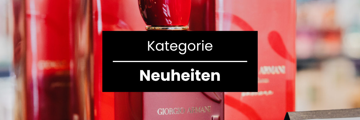 Kategorie Neuheiten – rote Giorgio-Armani-Parfumflakons im Regal