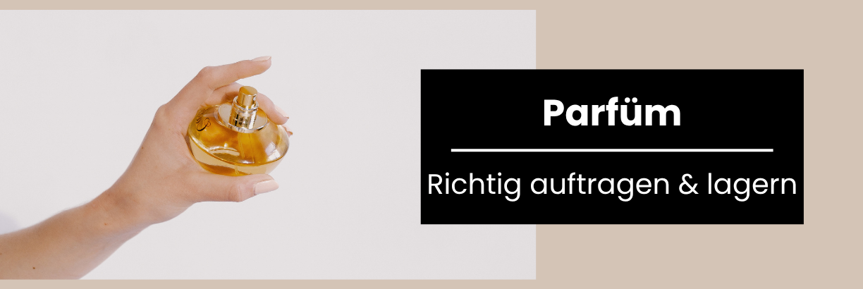 Hero-Slider zum Artikel Parfüm auftragen & lagern mit goldenem Flakon in einer Hand, Kategorie Tipps & Tricks