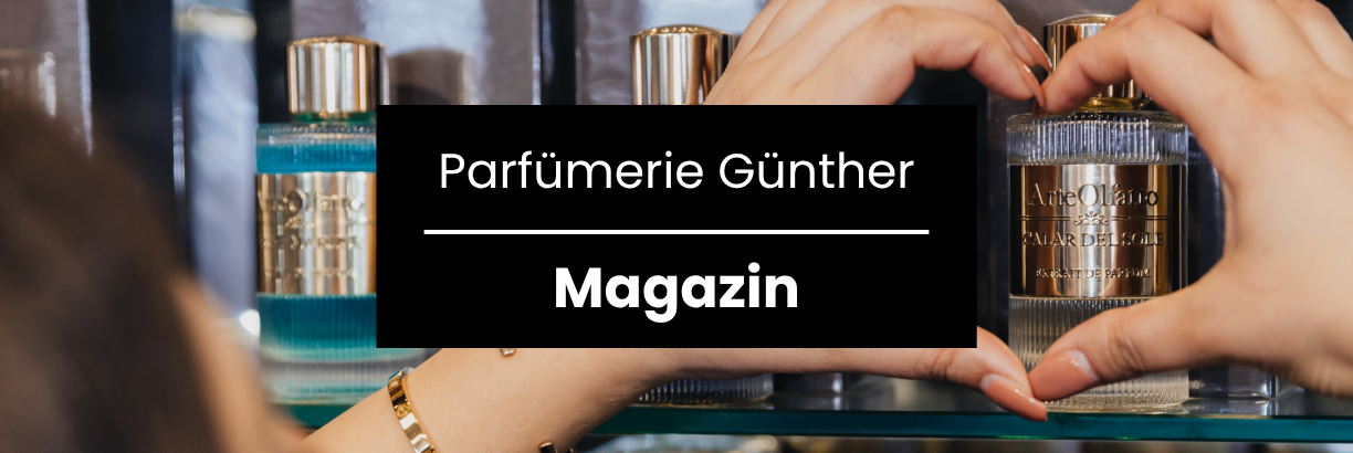 Parfümerie Günther Magazin – zwei Hände formen Herz um Parfümflakon