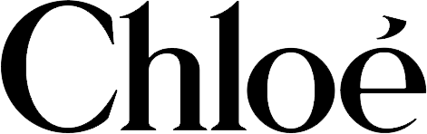 Schwarzes Chloé-Logo auf weißem Hintergrund, Schriftzug der Modemarke in eleganter Serifenschrift.